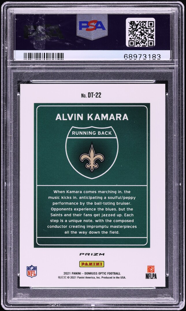 2021 Donruss Optic Downtown Alvin Kamara #DT-22 PSA 9 MINT