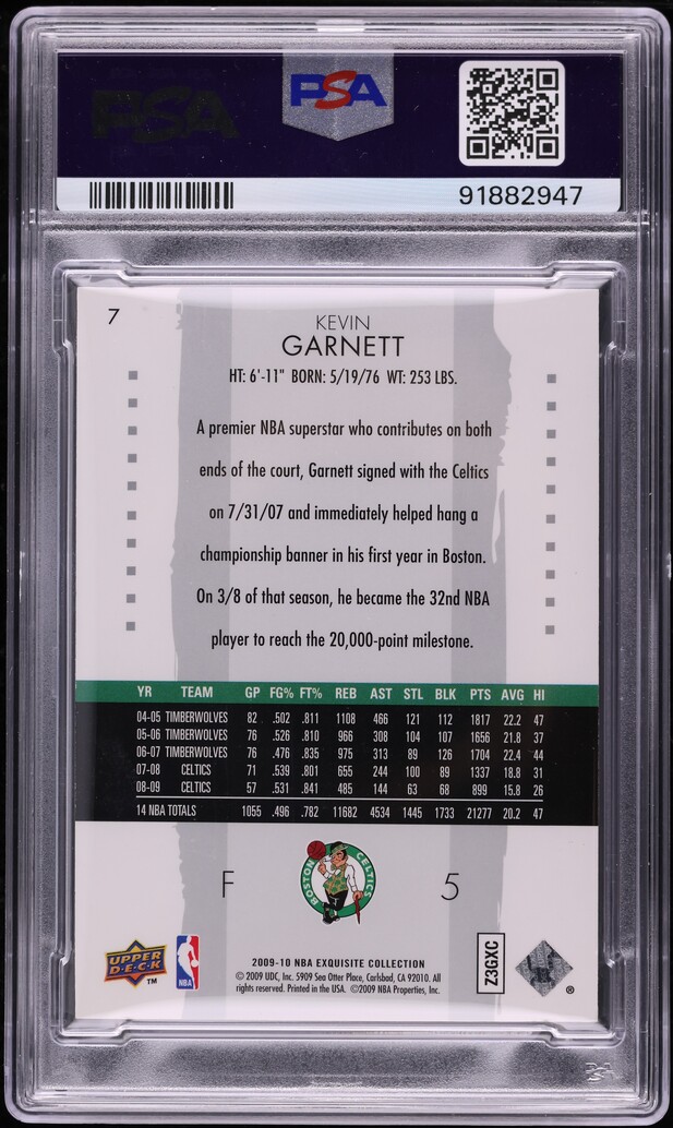 2009 Exquisite Collection Kevin Garnett /199 #7 PSA 9 MINT