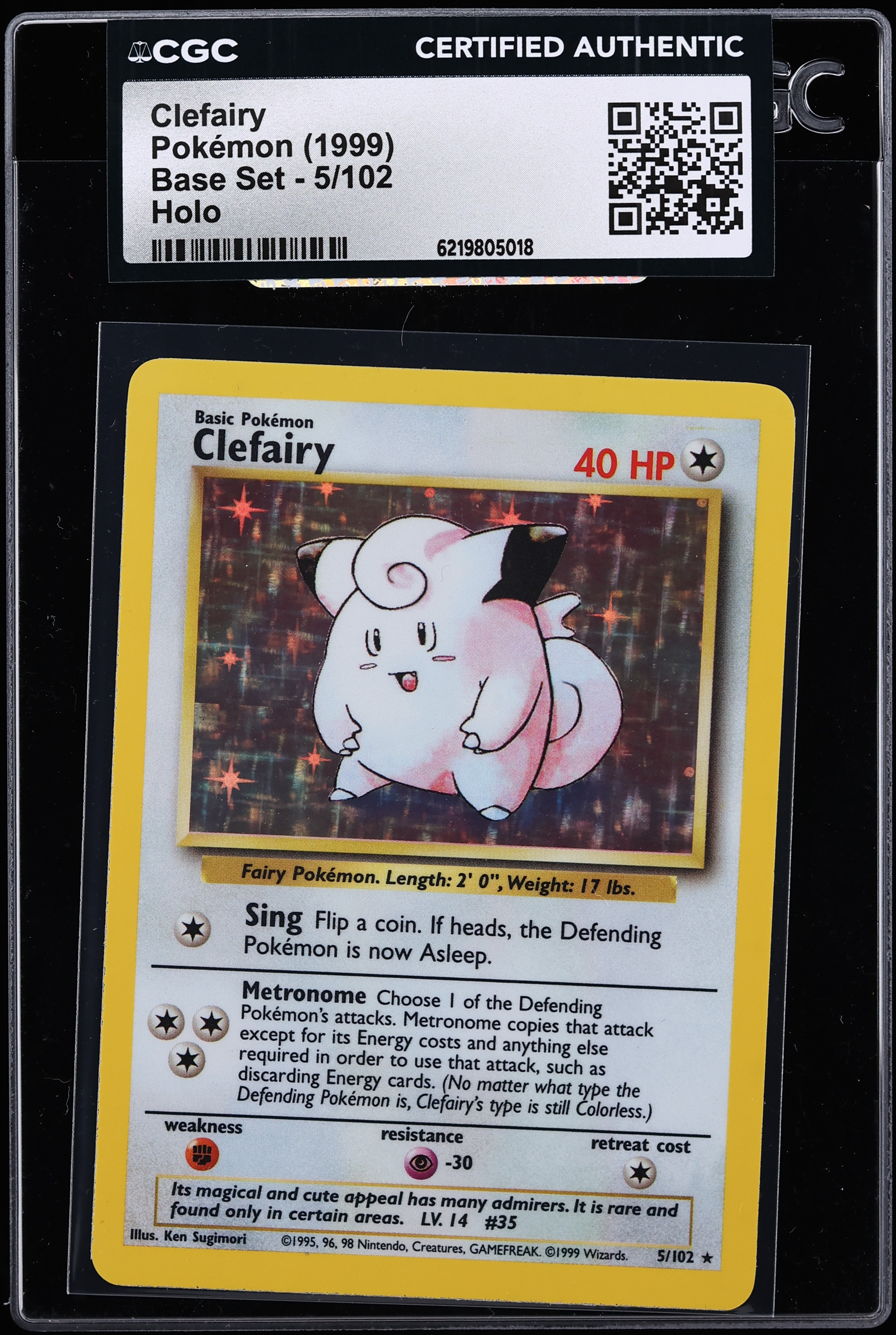 1999 Pokemon Base Set Holo Clefairy #5 CGC AUTH
