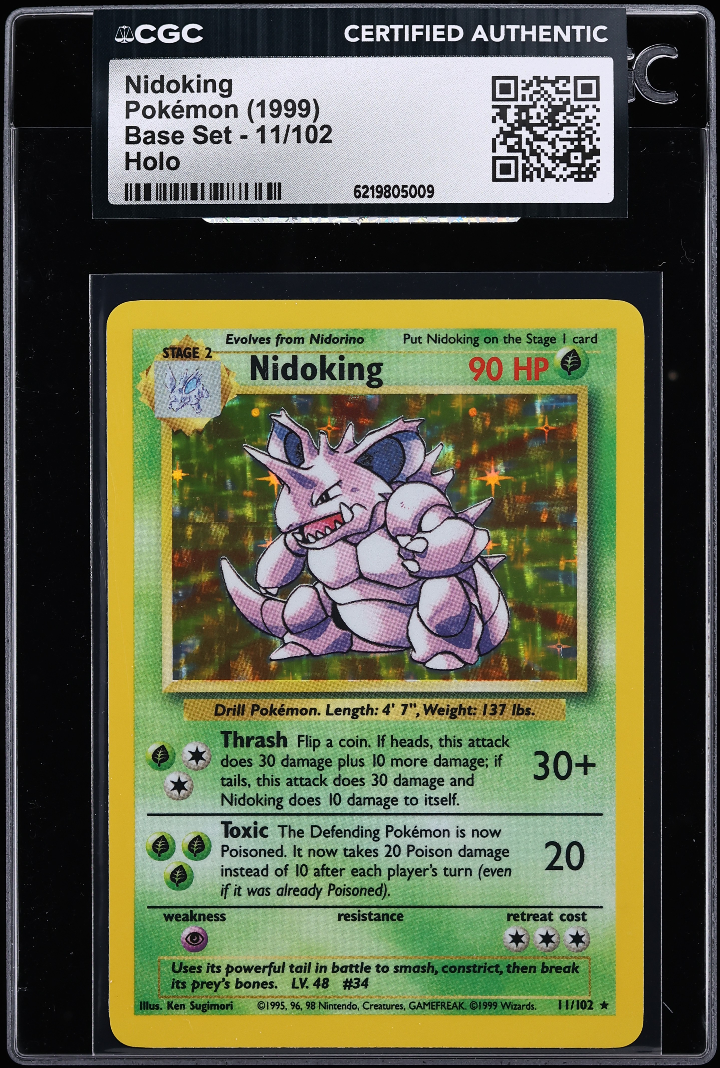 1999 Pokemon Base Set Holo Nidoking #11 CGC AUTH