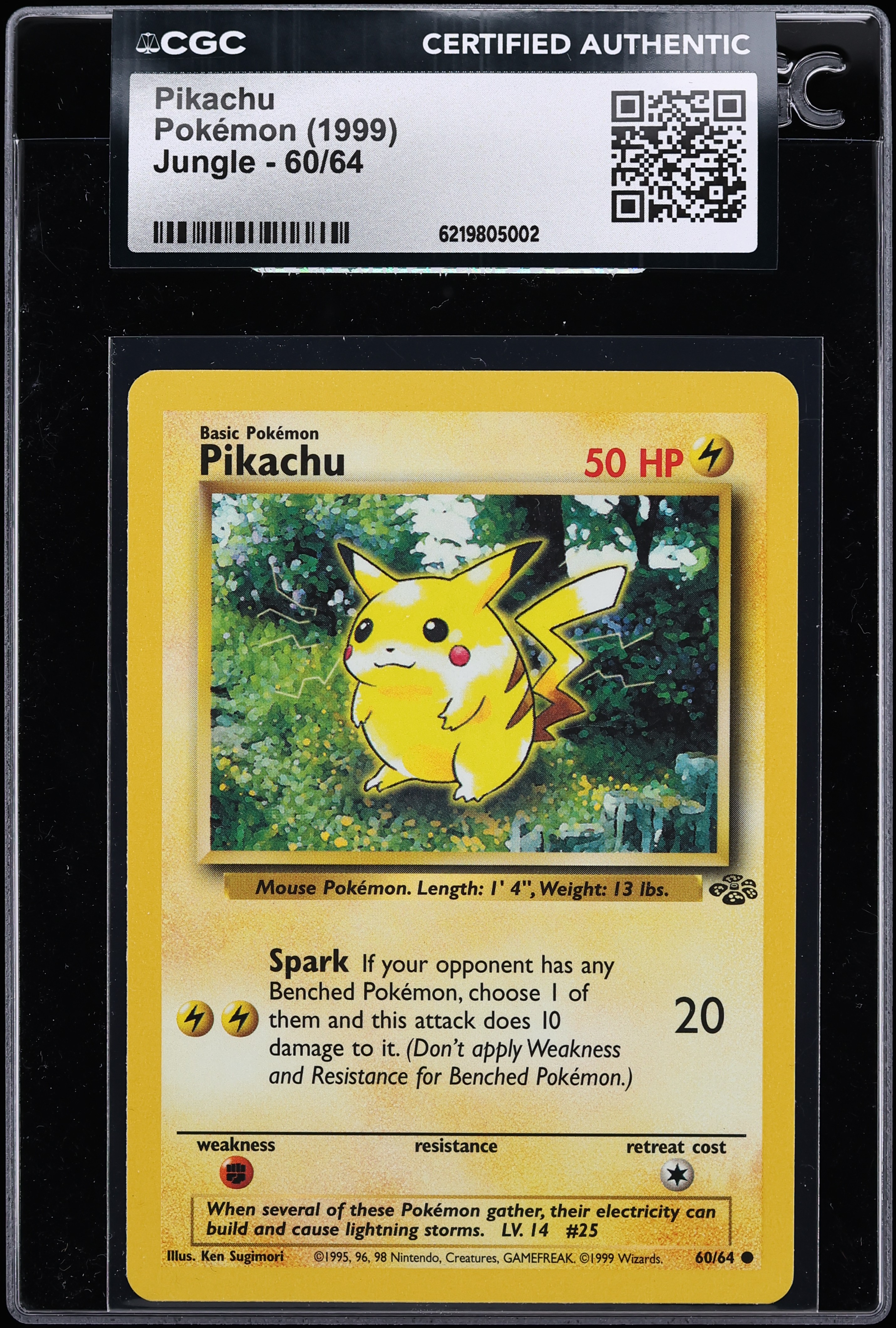 1999 Pokemon Jungle Pikachu #60 CGC AUTH