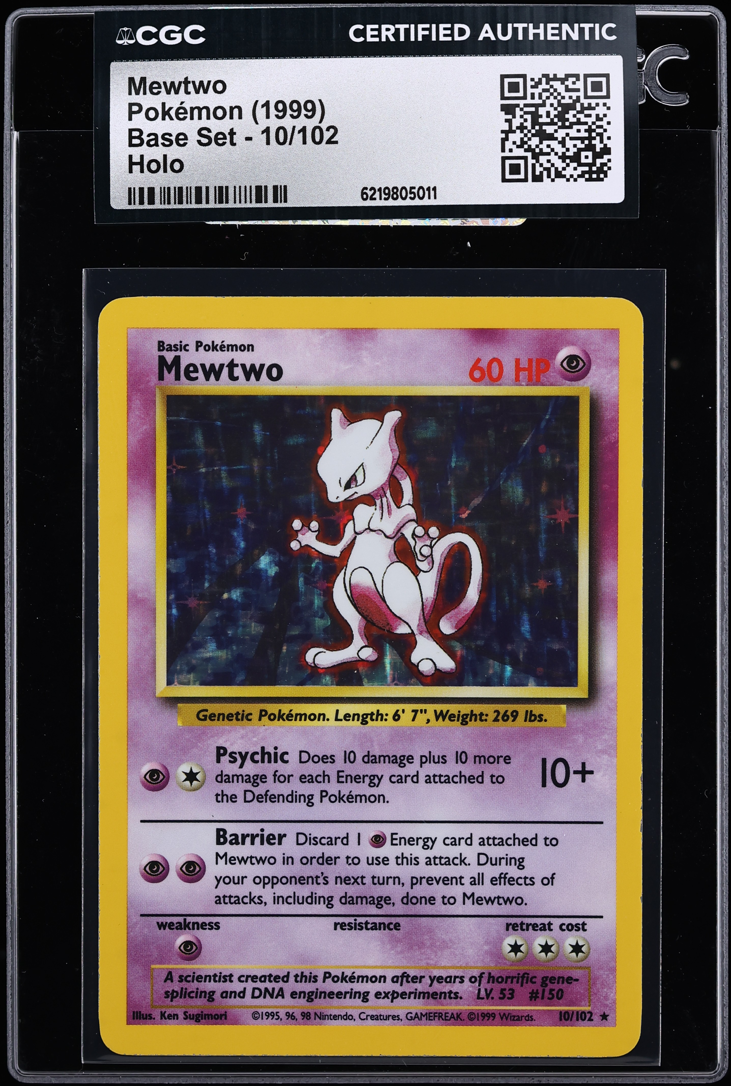 1999 Pokemon Base Set Holo Mewtwo #10 CGC AUTH