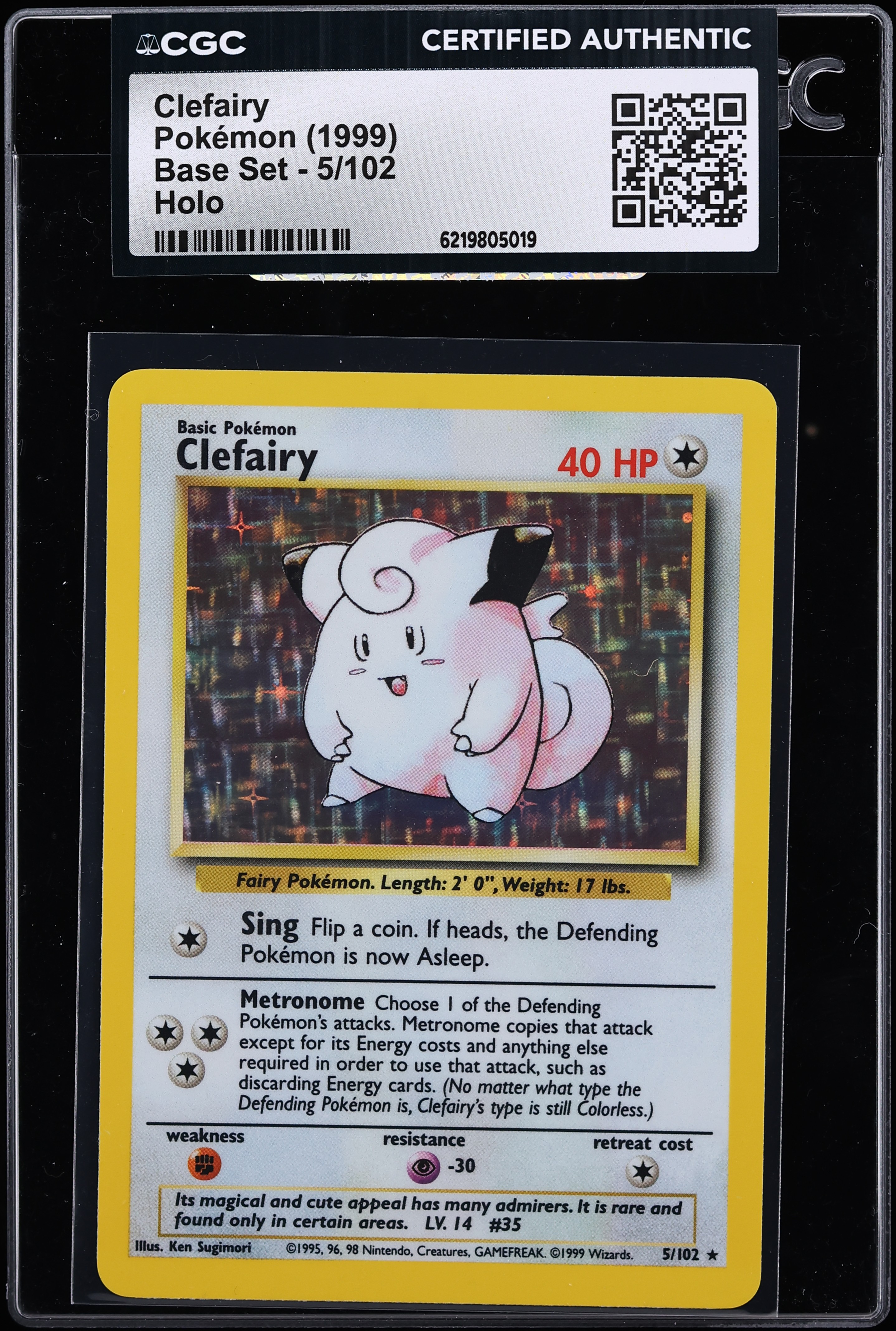 1999 Pokemon Base Set Holo Clefairy #5 CGC AUTH