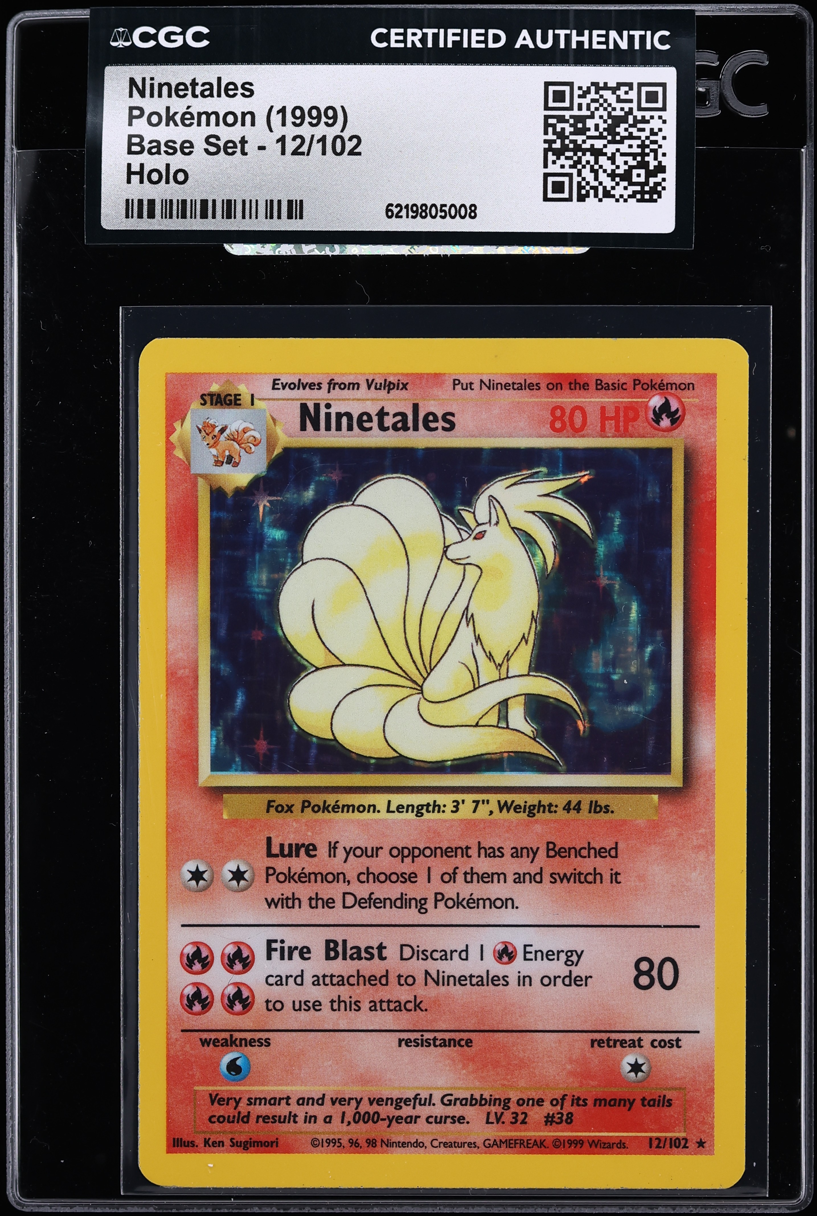 1999 Pokemon Base Set Holo Ninetales #12 CGC AUTH