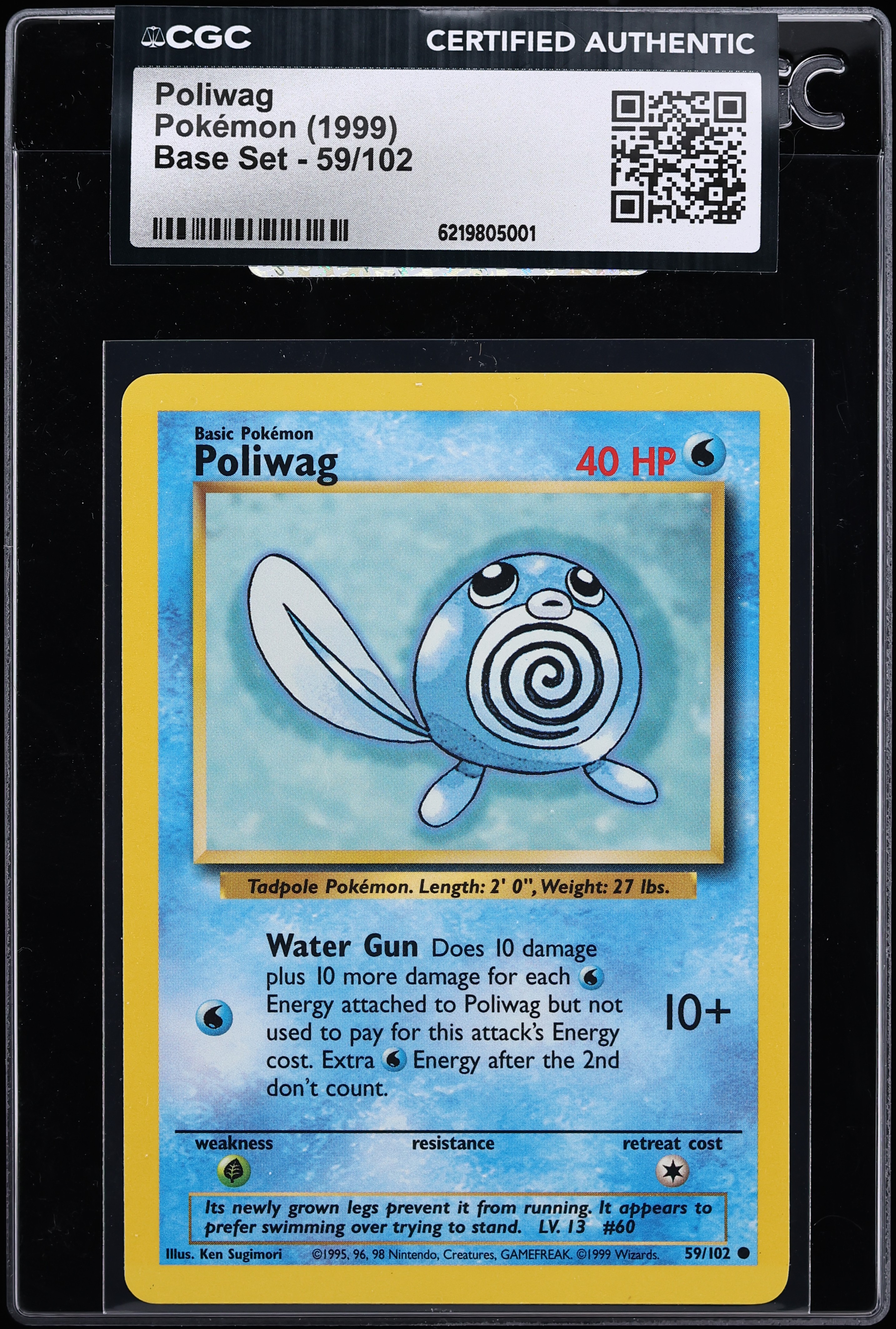 1999 Pokemon Base Set Poliwag #59 CGC AUTH