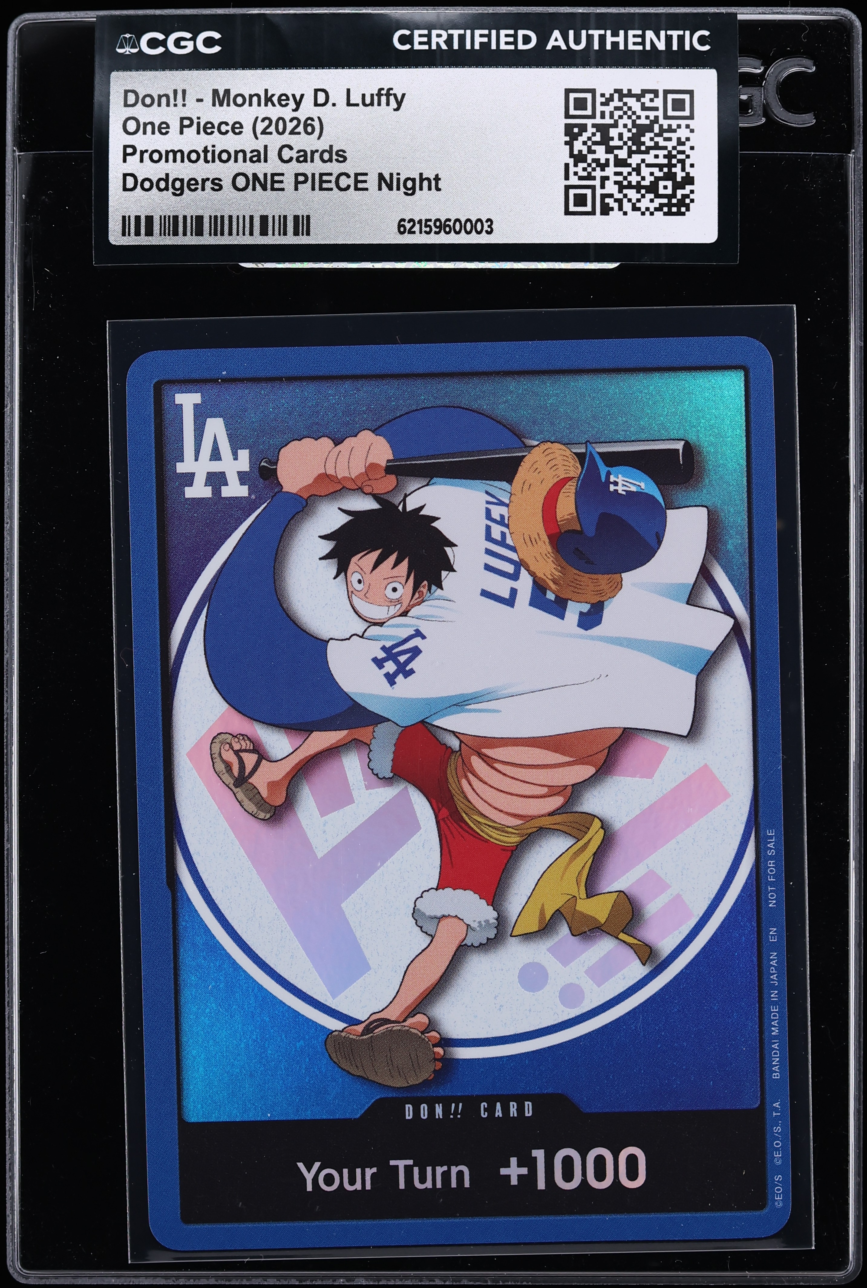 2026 One Piece Promo Dodgers Night Don!! Monkey D. Luffy CGC AUTH