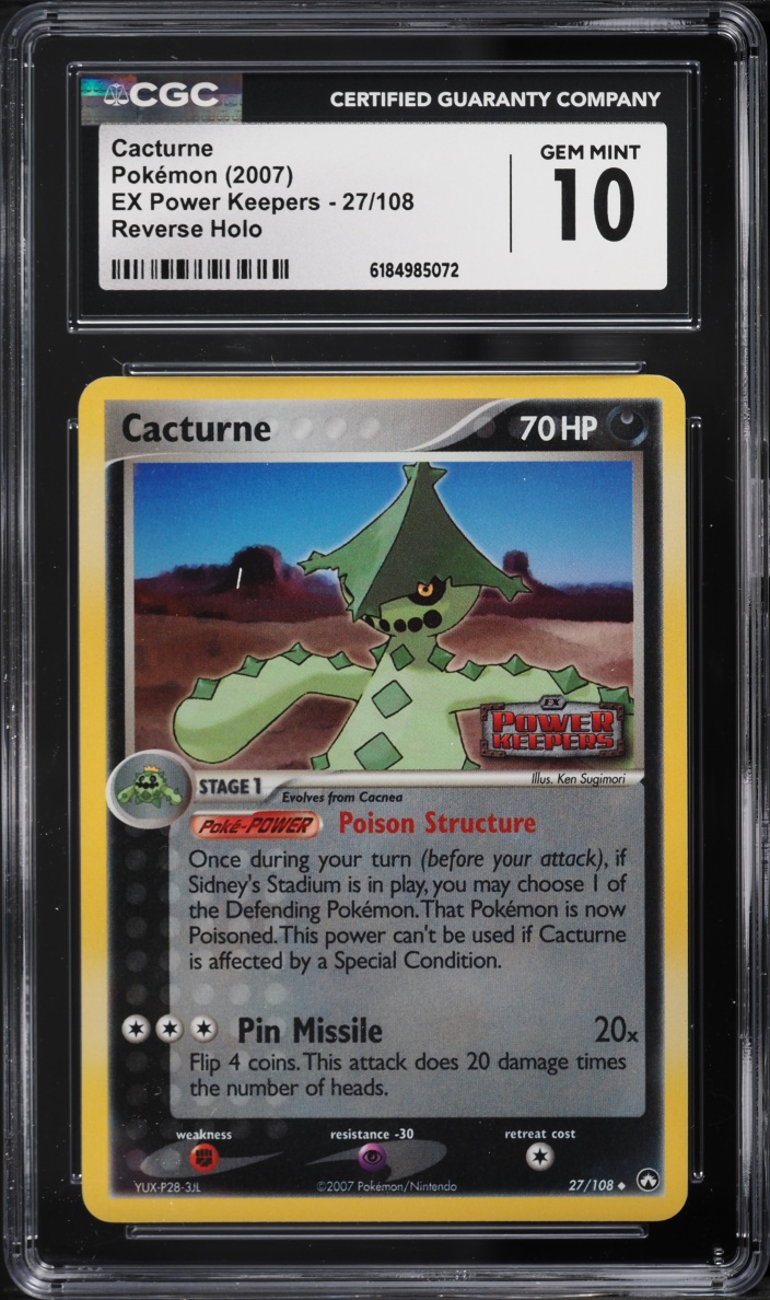 2007 Pokemon EX Power Keepers Reverse Holo Cacturne #27 CGC 10 GEM MINT