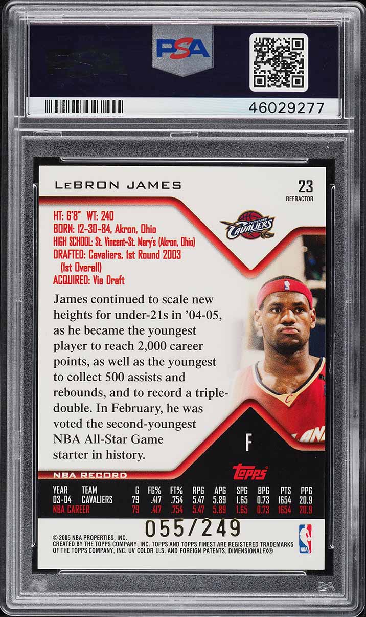 2004 Finest Refractor LeBron James /249 #23 PSA 10 GEM MINT - Photo 2