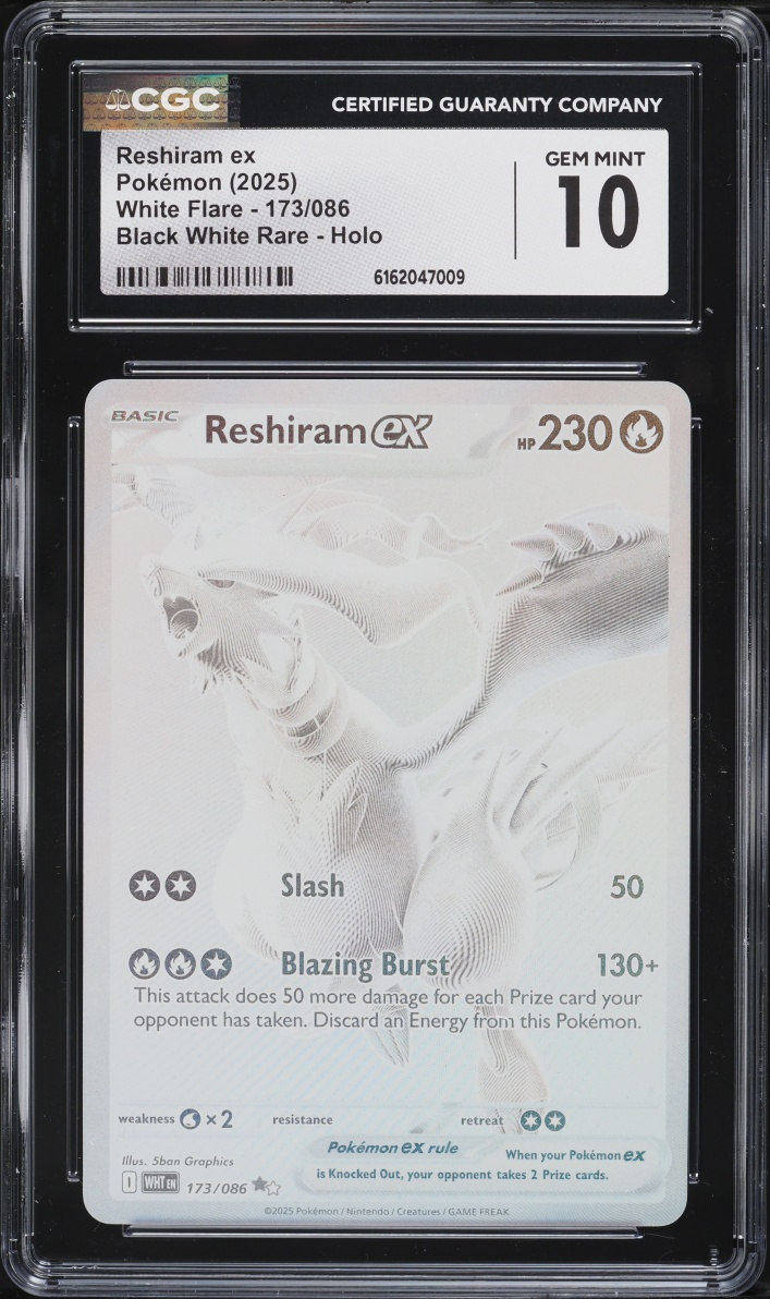 2025 Pokemon Scarlet & Violet White Flare BWR Reshiram Ex #173 CGC 10 GEM MINT