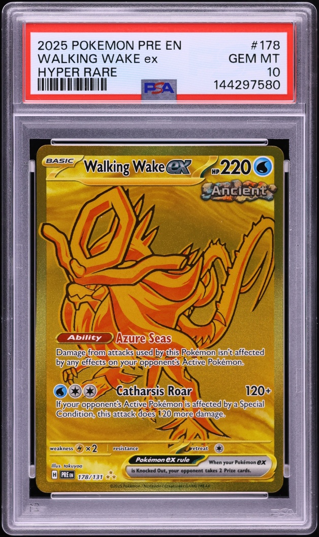 2025 Pokemon Scarlet & Violet Prismatic Evolutions Gold Rare Walking Wake ex #178 PSA 10 GEM