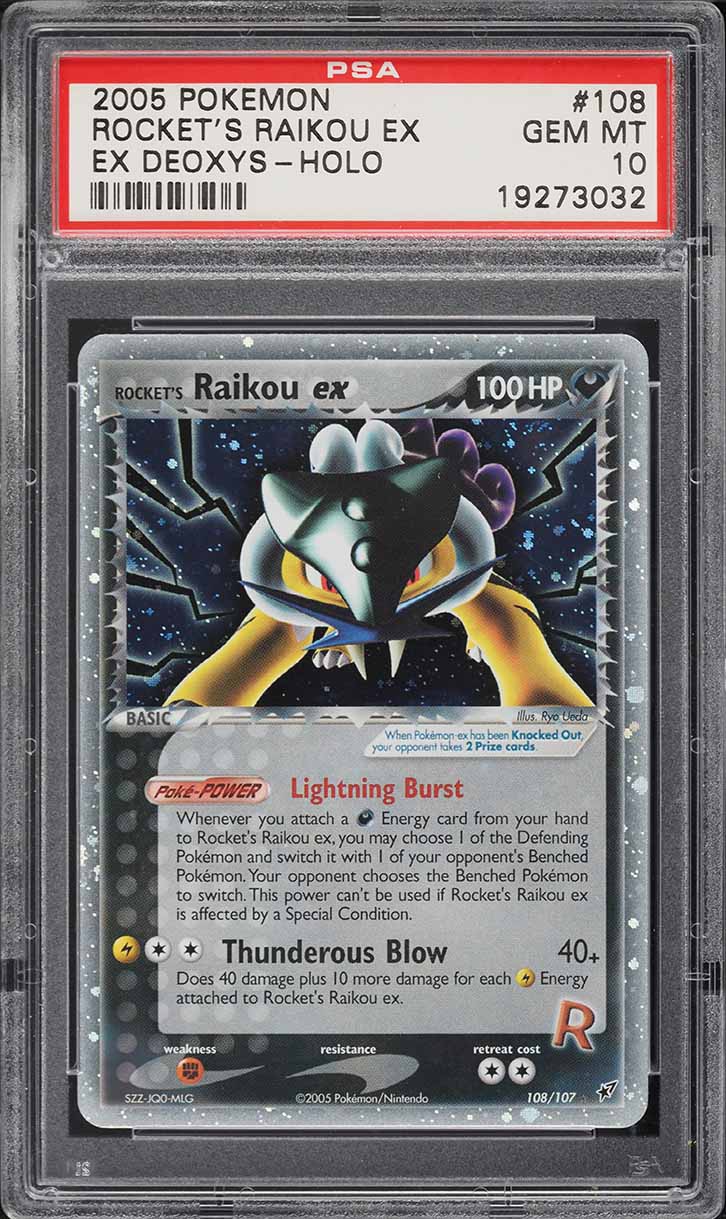 2005 Pokemon EX Deoxys Holo Rocket's Raikou Ex #108 PSA 10 GEM MINT