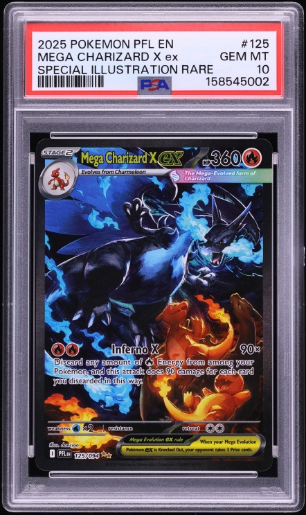 2025 Pokemon Mega Evolution Phantasmal Flames SIR Mega Charizard X ex #125 PSA 10 GEM MINT