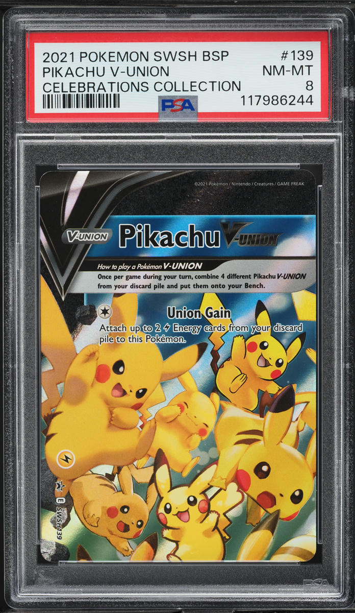 2021 Pokemon SWSH Black Star Promo Celebrations Pikachu V Union #139 PSA 8 NM-MT - Main Image