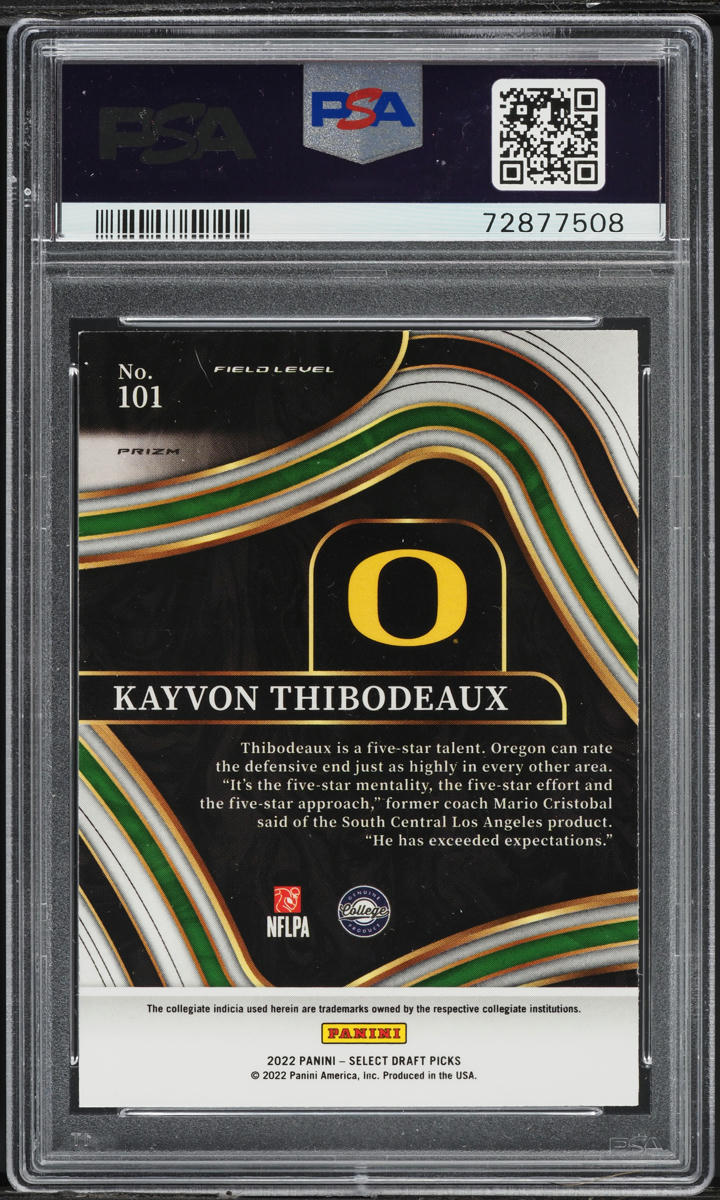 2022 Select Field Level Draft Picks Red Lazer Prizm Kayvon Thibodeaux RC PSA 9