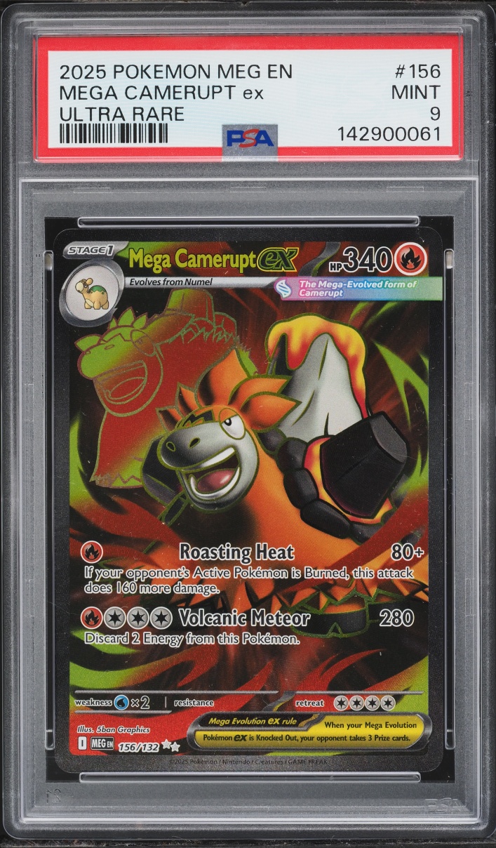 2025 Pokemon Mega Evolution Full Art Mega Camerupt EX #156 PSA 9 MINT