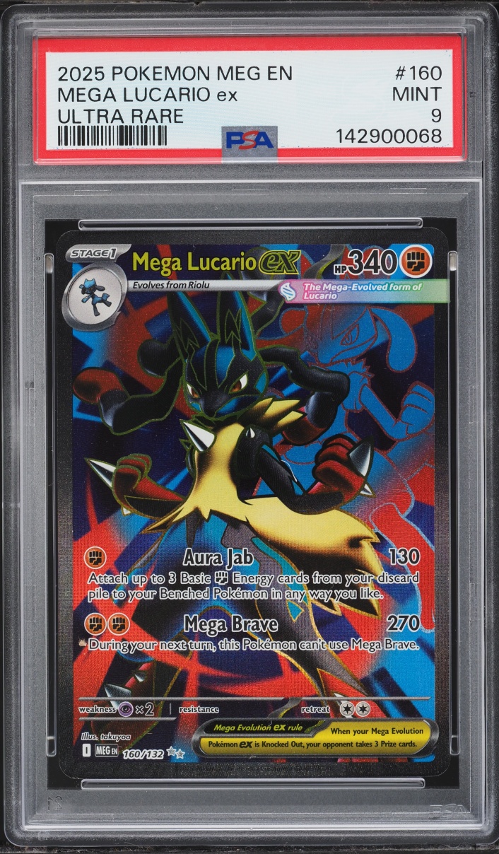 2025 Pokemon Mega Evolution Full Art Mega Lucario EX #160 PSA 9 MINT