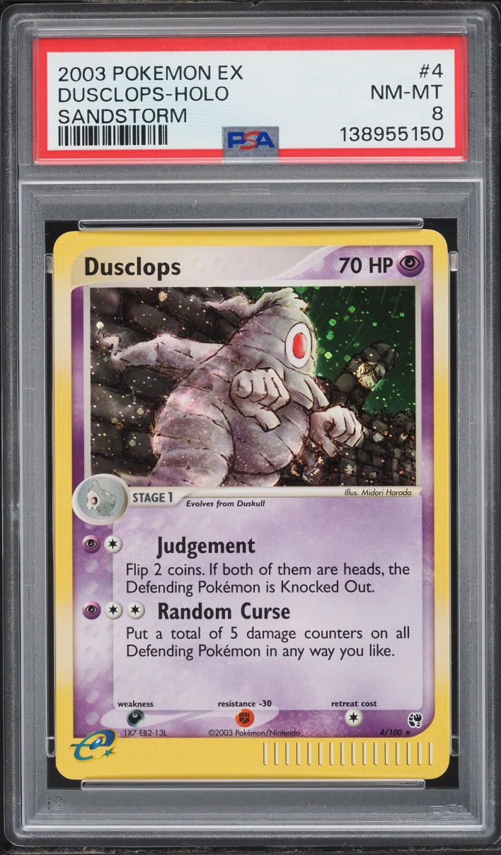 2003 Pokemon EX Sandstorm Holo Dusclops #4 PSA 8 NM-MT