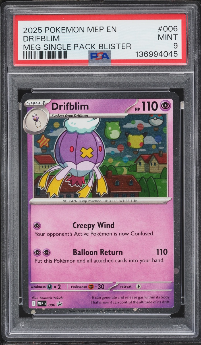 2025 Pokemon Mega Promo Single Pack Blister Drifblim #006 PSA 9 MINT