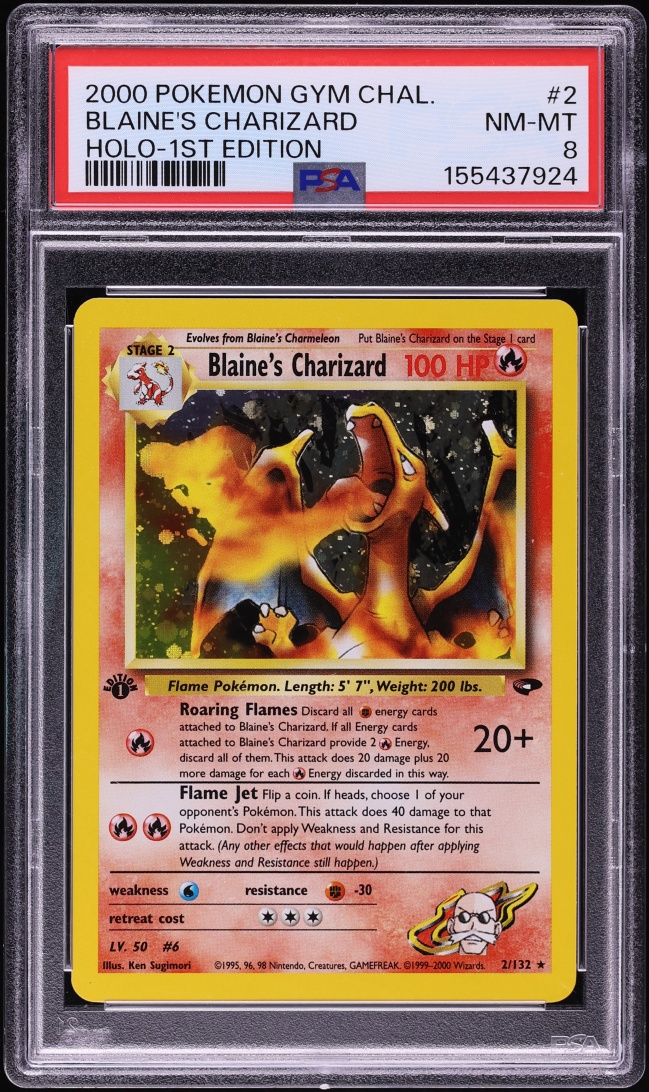 2000 Pokemon Gym Challenge 1st Edition Holo Blaine's Charizard #2 PSA 8 NM-MT