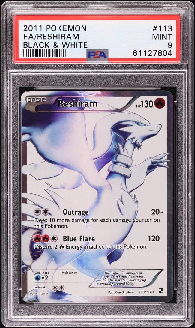 2011 Pokemon Black & White Full Art Reshiram #113 PSA 9 MINT