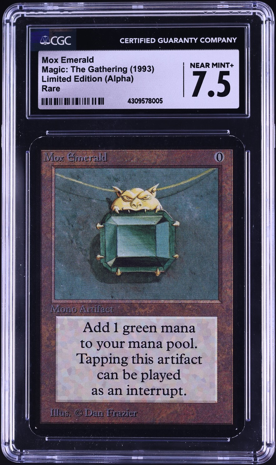 1993 Magic The Gathering MTG Alpha Mox Emerald CGC 7.5 NRMT+