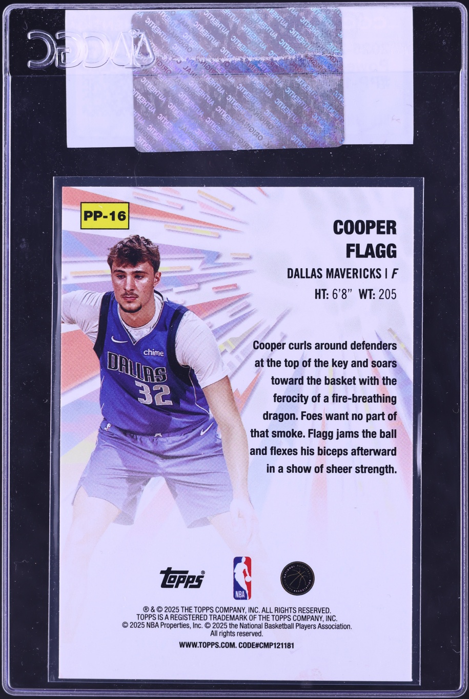 2025 Topps Power Players Cooper Flagg ROOKIE #PP-16 CGC AUTH
