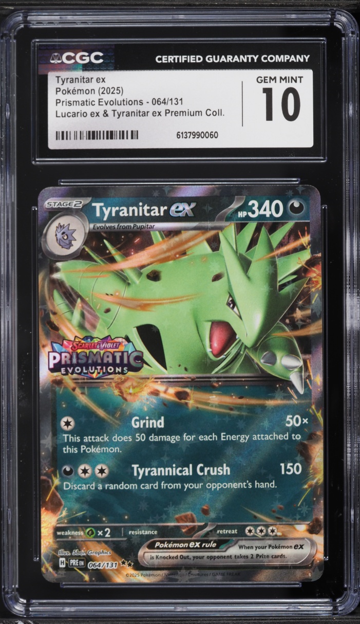 2025 Pokemon SV Prismatic Evolutions Premium Collection Tyranitar ex #64 CGC 10 GEM MINT