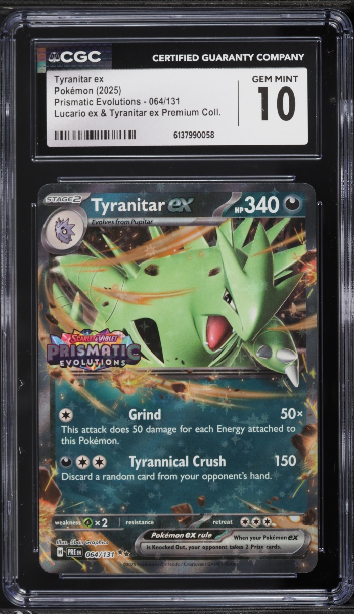 2025 Pokemon SV Prismatic Evolutions Premium Collection Tyranitar ex #64 CGC 10 GEM MINT