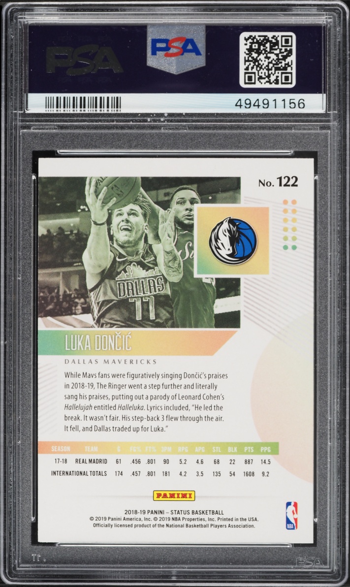 2018 Panini Status Luka Doncic ROOKIE #122 PSA 10 GEM MINT