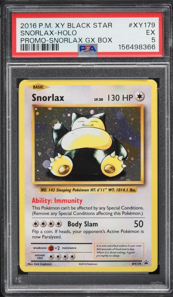 2016 Pokemon XY Black Star Promo GX Box Holo Snorlax #XY179 PSA 5 EX