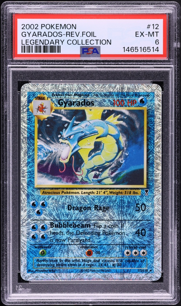 2002 Pokemon Legendary Collection Reverse Holo Gyarados #12 PSA 6 EXMT