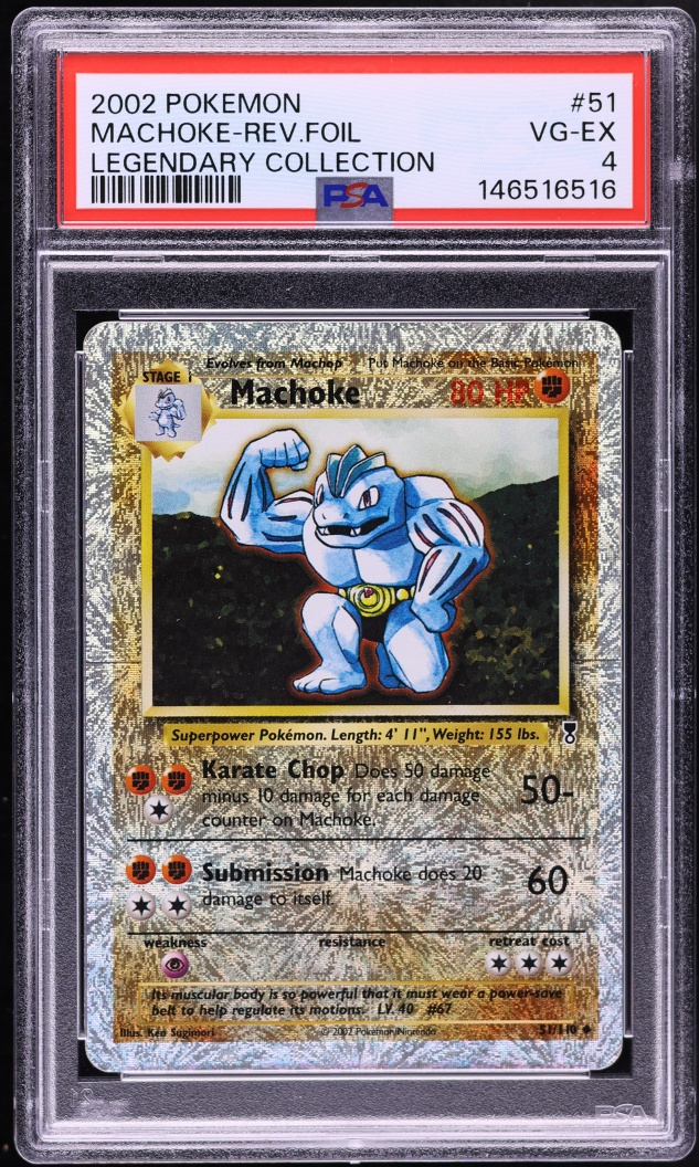 2002 Pokemon Legendary Collection Reverse Holo Machoke #51 PSA 4 VGEX
