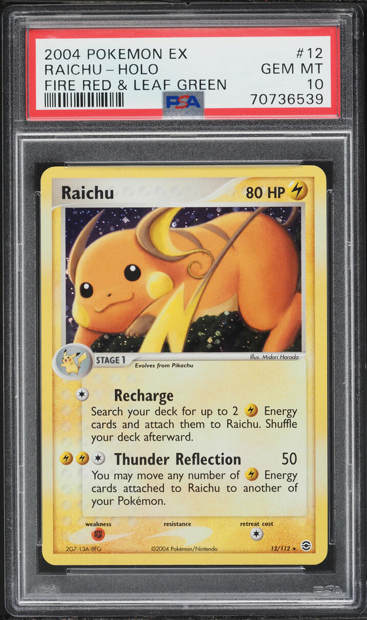 2004 Pokemon EX Fire Red & Leaf Green Holo Raichu #12 PSA 10 GEM MINT
