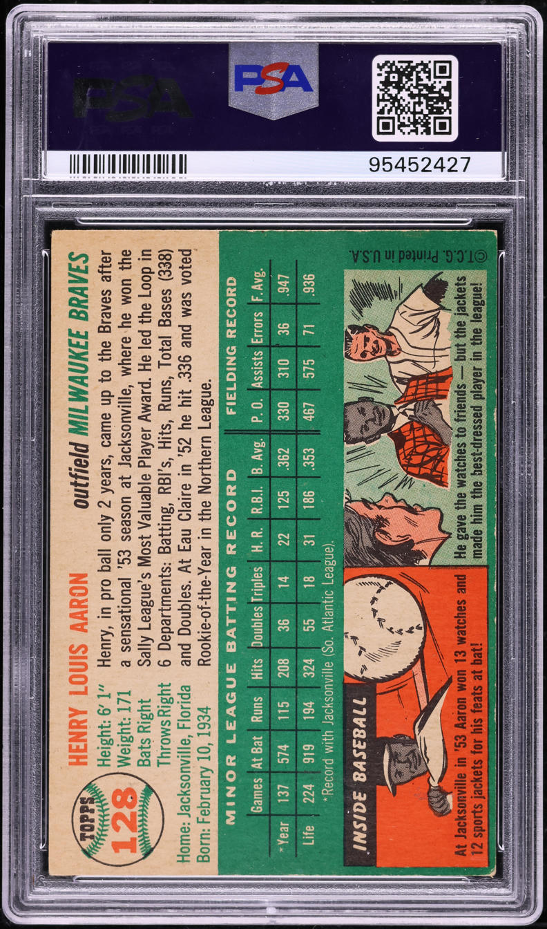 1954 Topps Hank Aaron ROOKIE #128 PSA 4 VGEX