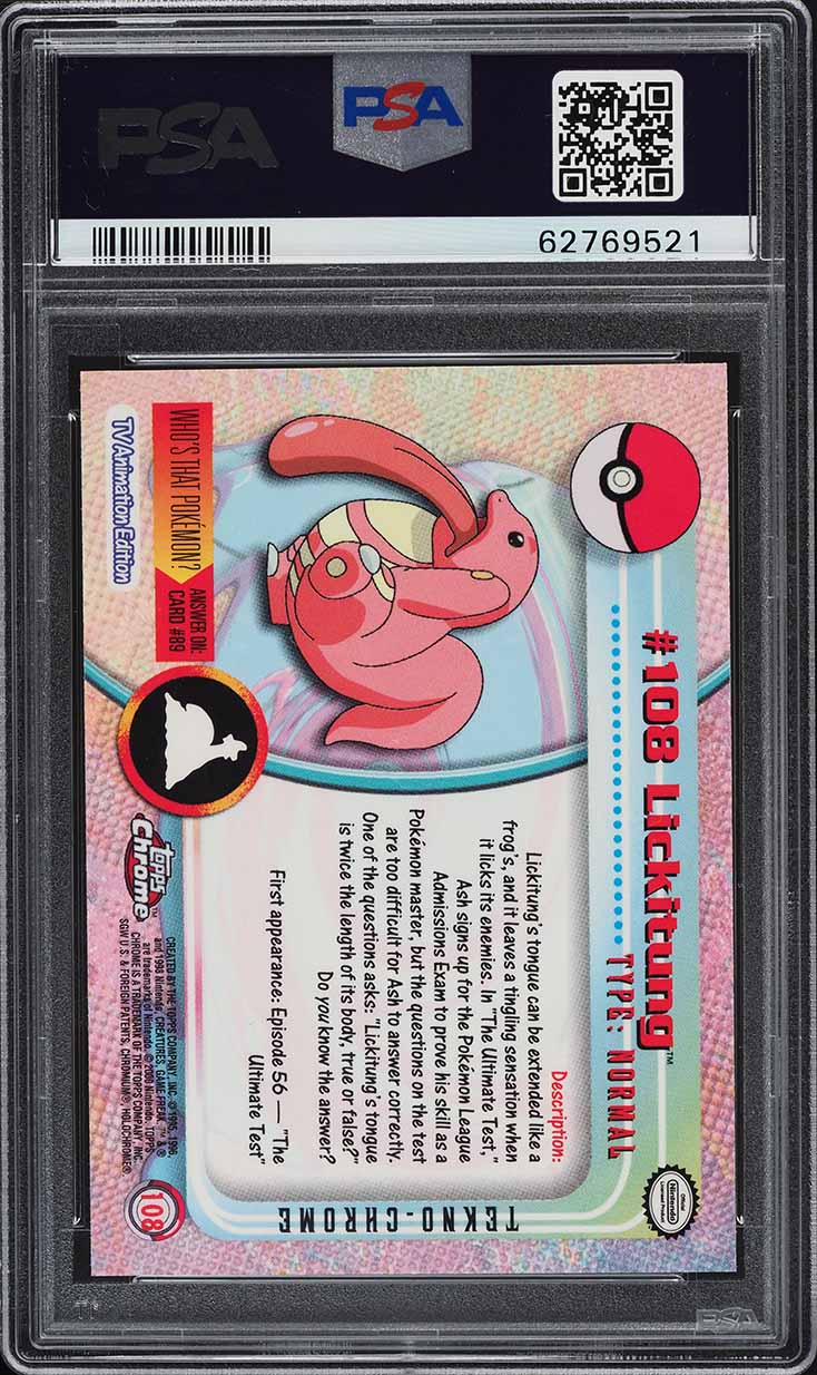 2000 Topps Chrome Pokemon Series 2 Tekno Lickitung #108 PSA 10 GEM MINT