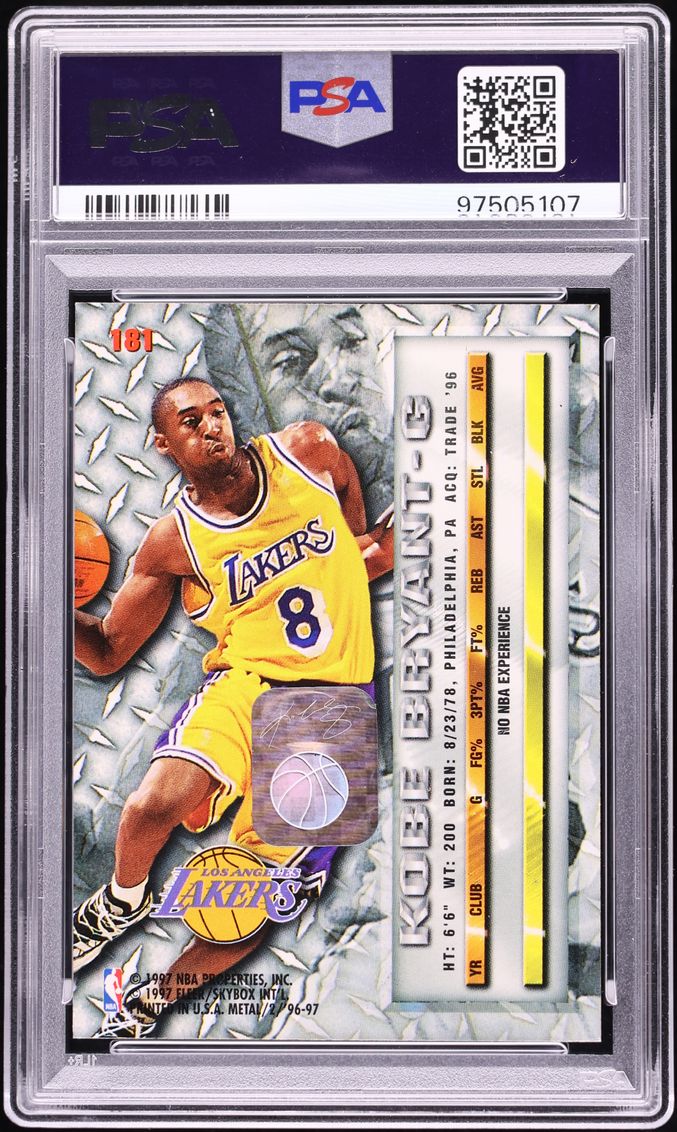 1996 Metal Basketball Kobe Bryant ROOKIE AUTO #181 PSA 5 EX - Photo 2