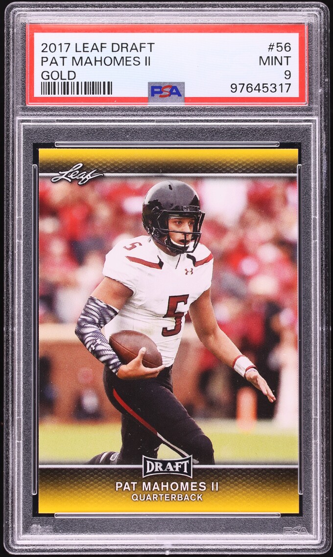 2017 Leaf Draft Gold Patrick Mahomes II ROOKIE #56 PSA 9 MINT