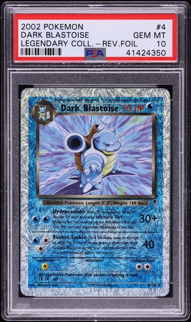 2002 Pokemon Legendary Collection Reverse Holo Dark Blastoise #4 PSA 10 GEM MINT