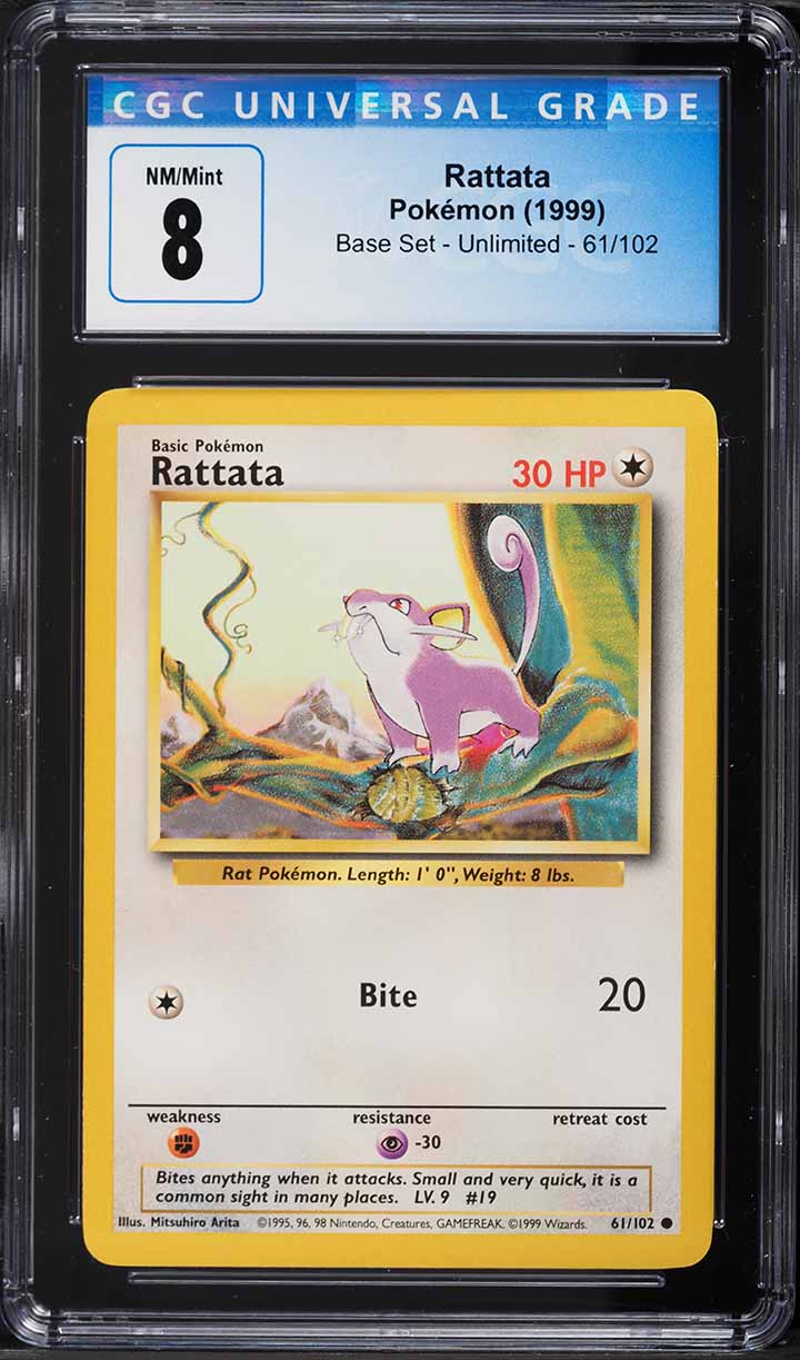 1999 Pokemon Base Set Rattata #61 CGC 8 NM-MT