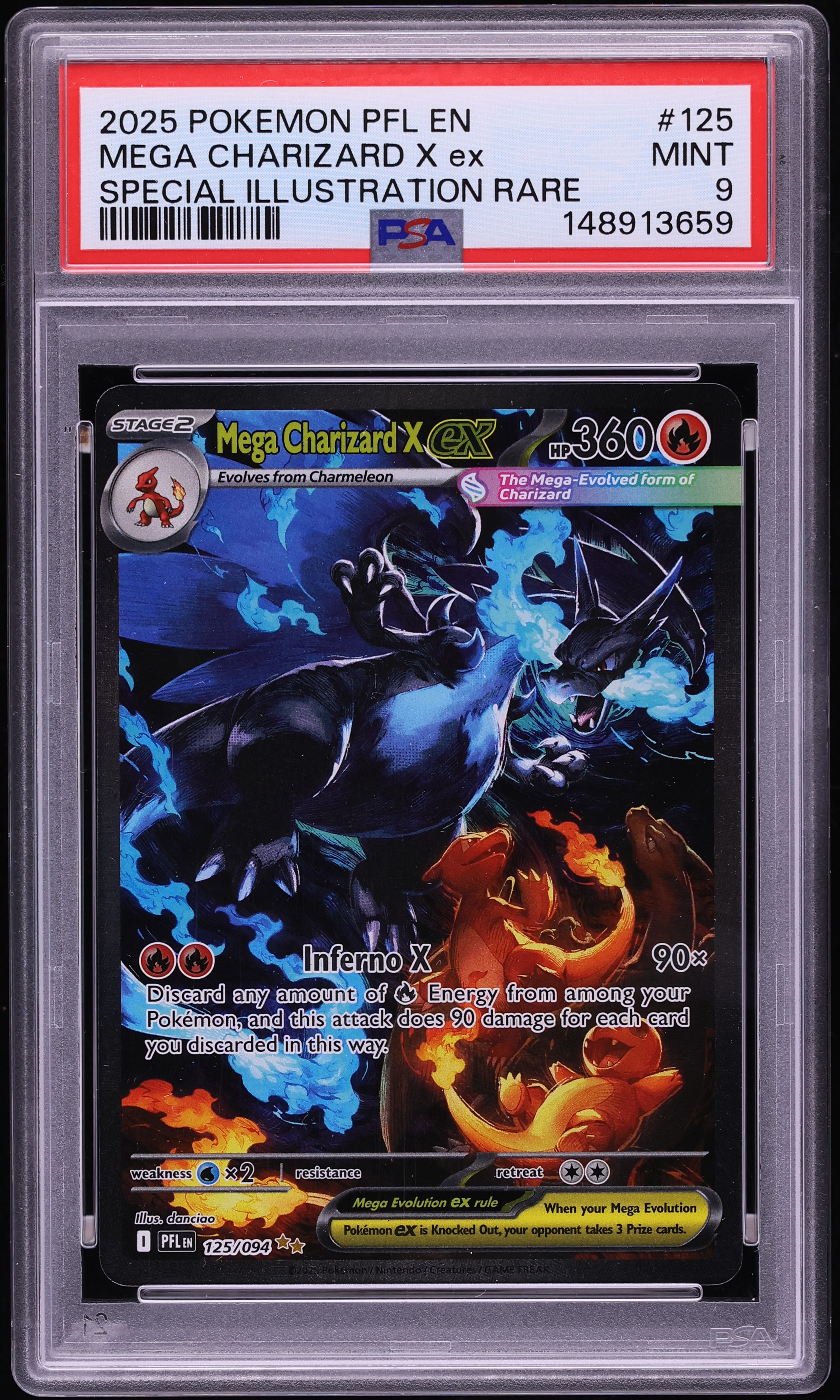 2025 Pokemon Mega Evolution Phantasmal Flames SIR Mega Charizard X ex #125 PSA 9 MINT