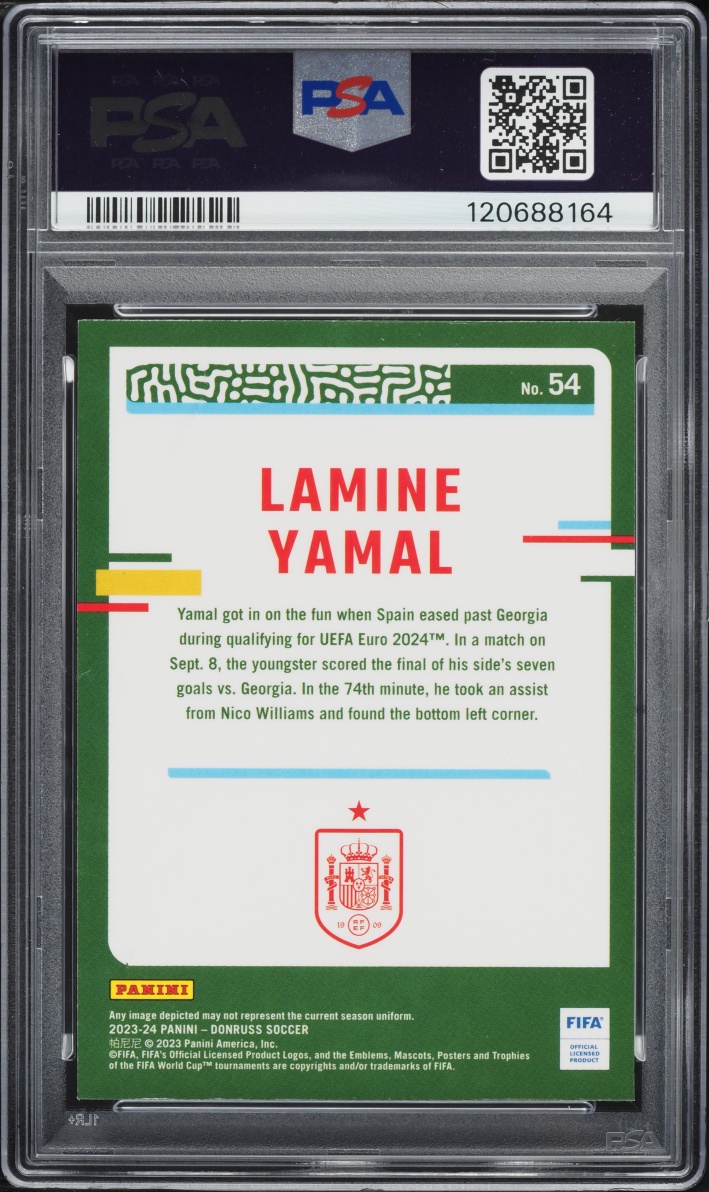 2023 Donruss Optic FIFA Lamine Yamal ROOKIE #54 PSA 10 GEM MINT