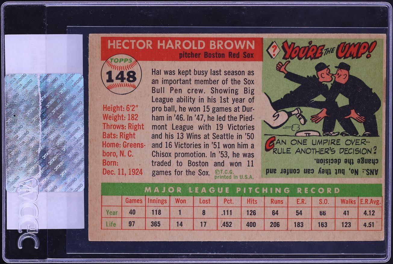 1955 Topps Hal Brown #148 CGC AUTH