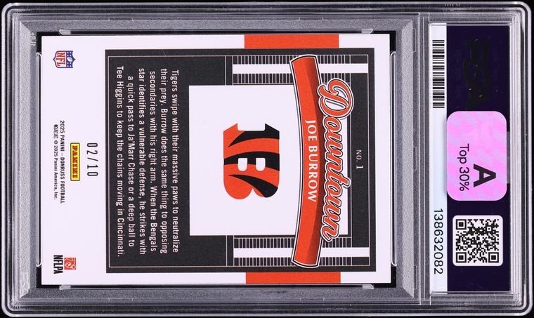 2025 Donruss Downtown! Horizontal Gold Joe Burrow /10 #1 PSA 10 GEM MINT