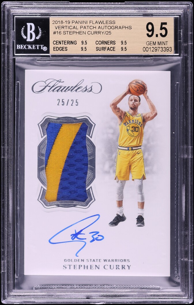 2018 Panini Flawless Vertical Stephen Curry PATCH AUTO 25/25 BGS 9.5 GEM MINT