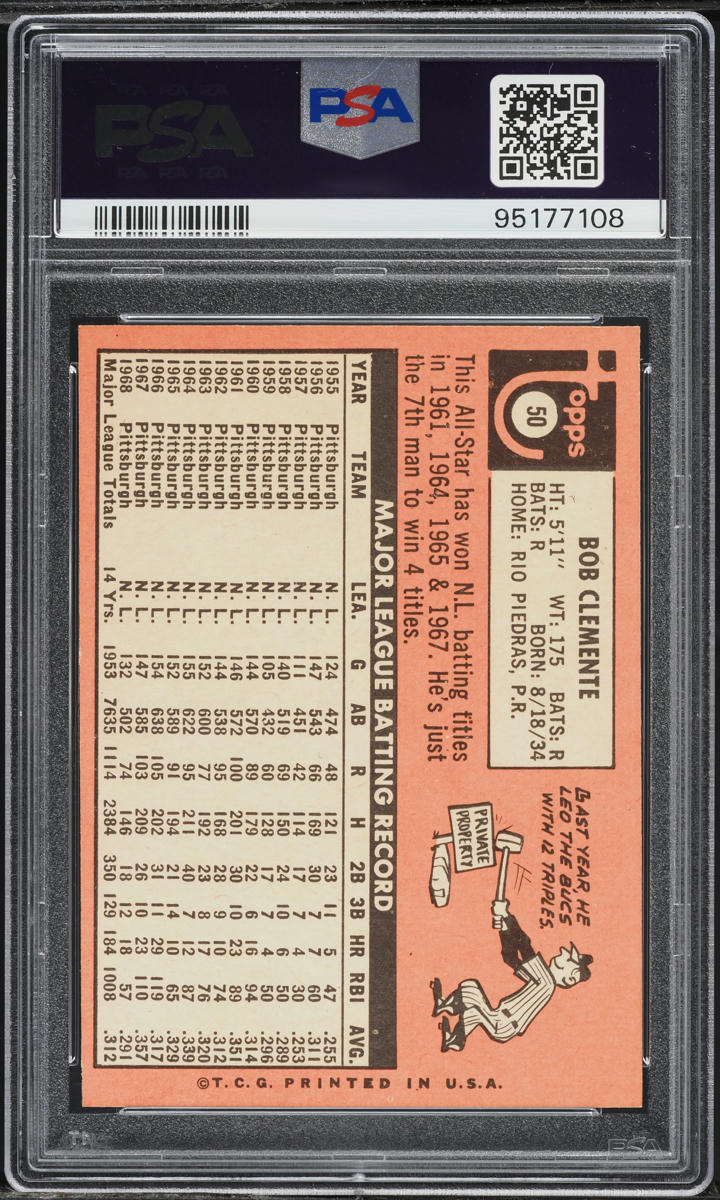 1969 Topps Roberto Clemente #50 PSA 7 NRMT