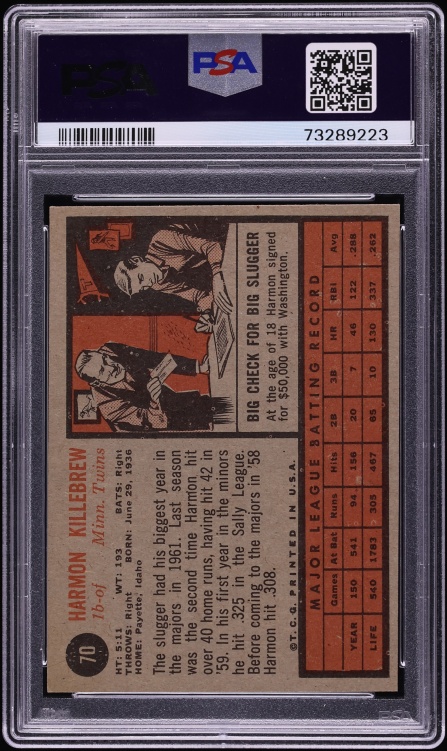1952 Topps Harmon Killebrew #70 PSA 5 EX