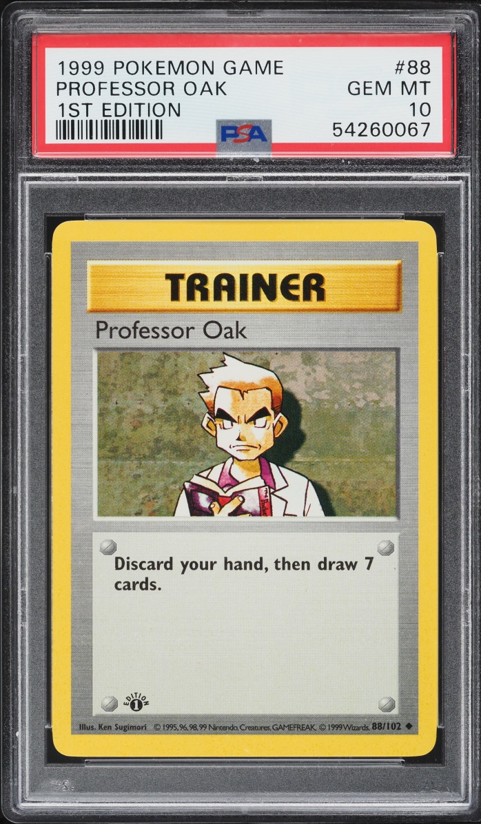 1999 Pokemon Base Set Shadowless 1st Edition Professor Oak #88 PSA 10 GEM MINT