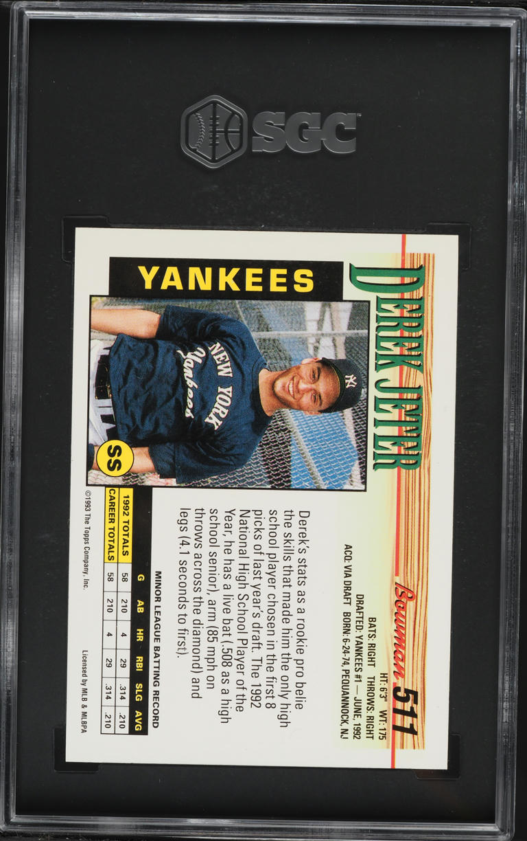1993 Bowman Derek Jeter ROOKIE #511 SGC 8.5 NM-MT+