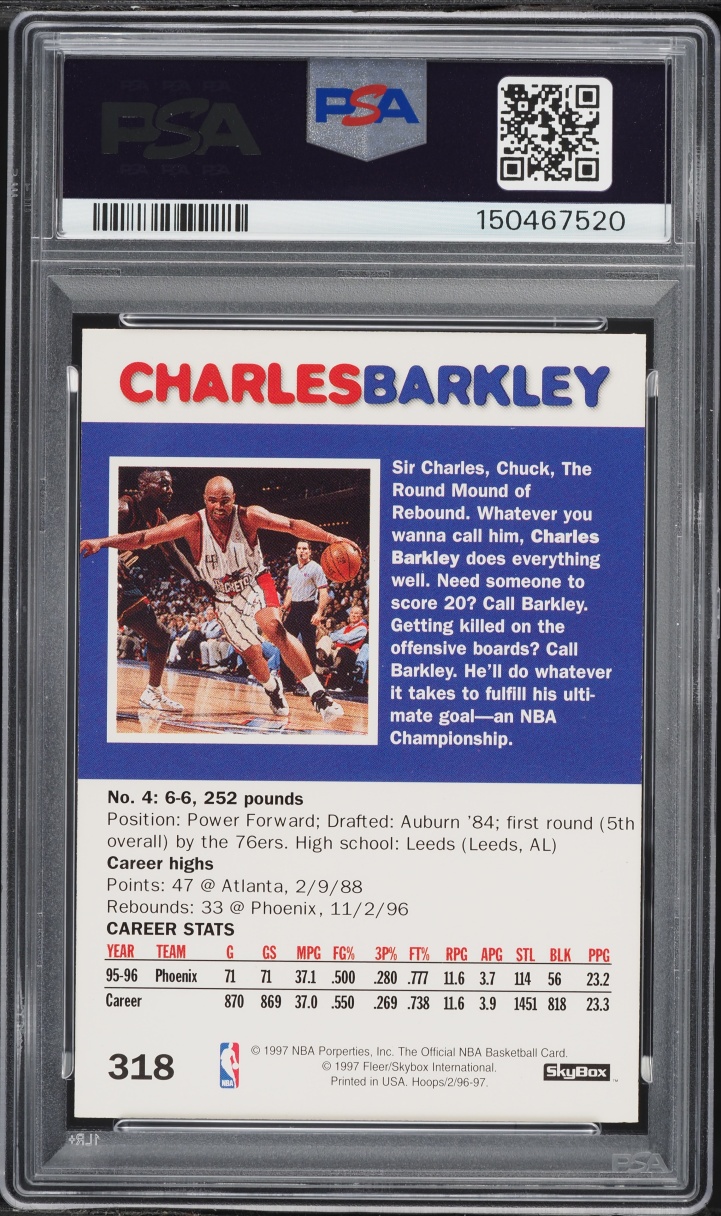 1996 Hoops Charles Barkley #318 PSA 8 NM-MT