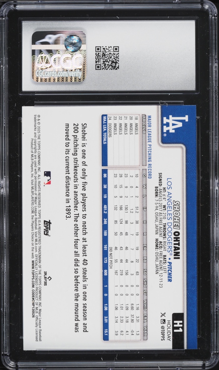 2025 Topps Holiday Shohei Ohtani #H1 CGC 10 GEM MINT